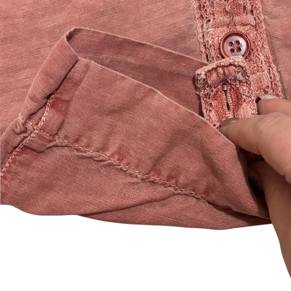 Sundance Women’s 10 Linen Cotton Blend Pants Lace Trim Dusty Pink Boho Casual - Picture 6 of 15